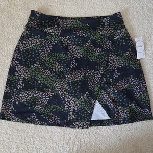 Jockey Green and Black Asymmetrical Wrap Mini Skirt